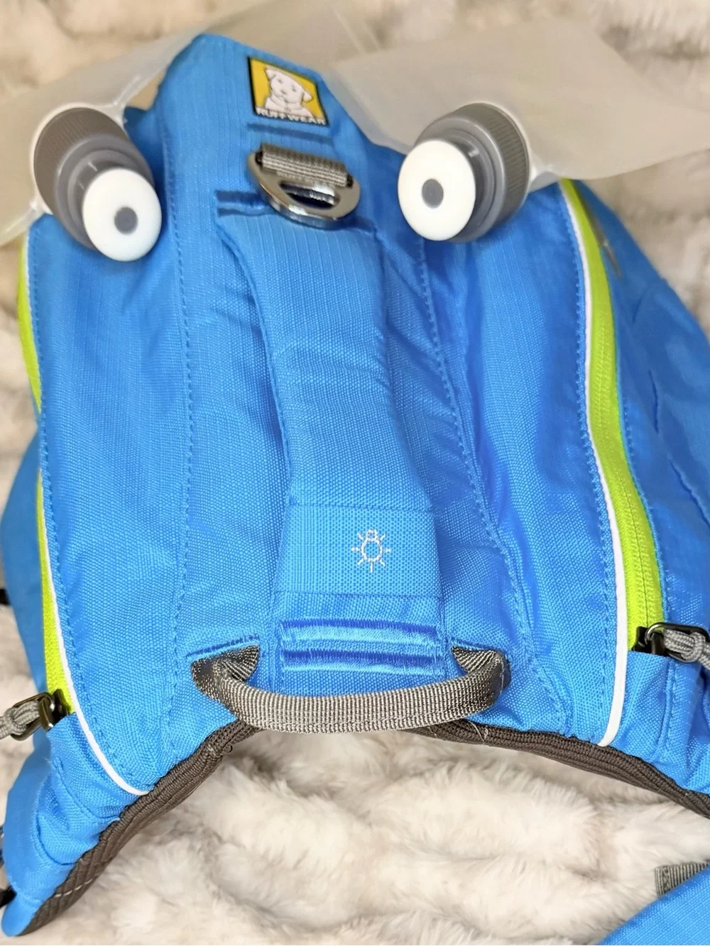 Ruffwear Singletrak Dog Hydration Vest in Bright Blue with Lime Accents
